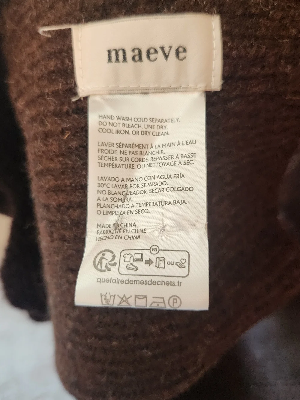 Maeve Chocolate Brown Scalloped-Edge Knit Scarf